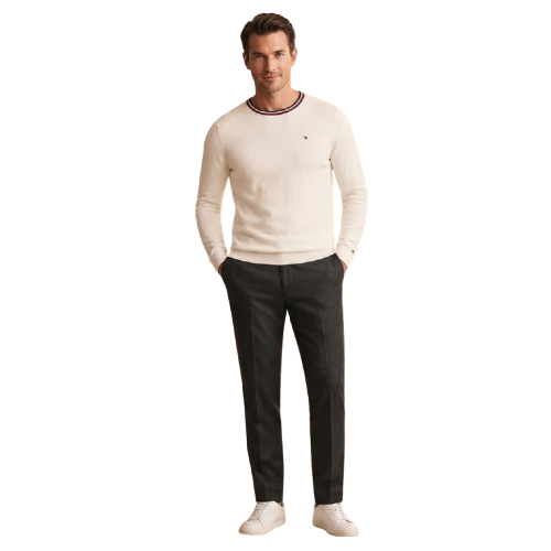 Tommy Hilfiger Stripe Collar Sweatshirt blanco M
